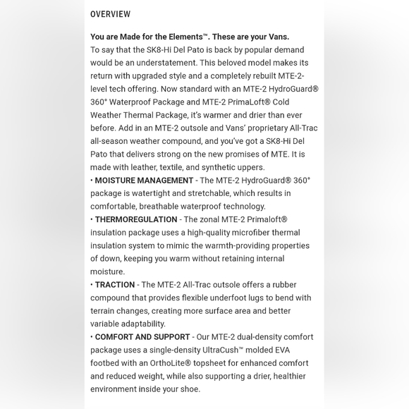 Vans Sk8-Hi Del Pato MTE-2 *NWT in Box* - Picture 6 of 9